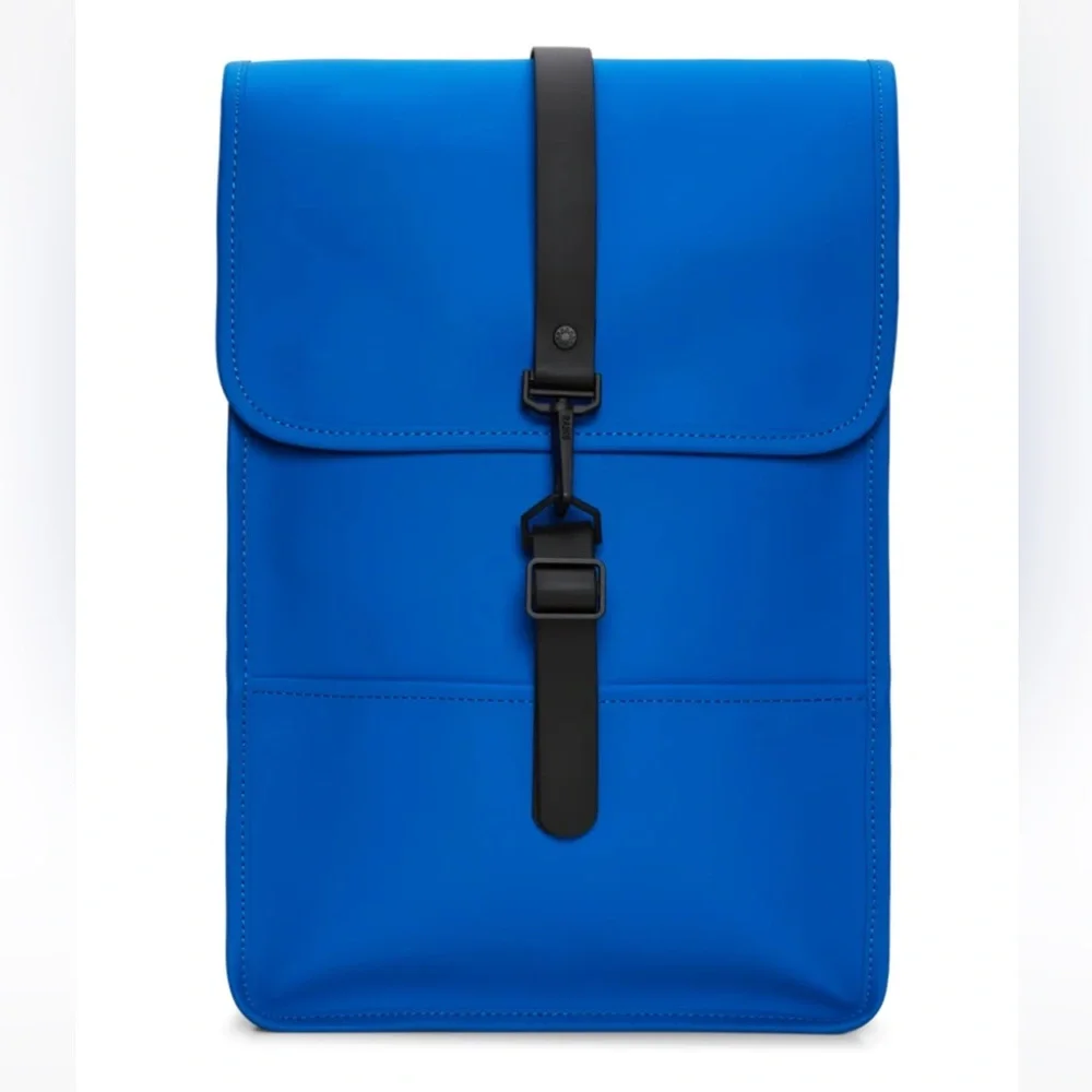 NWT Rains Waterproof Backpack W3 Mini In Color Waves Blue & Black